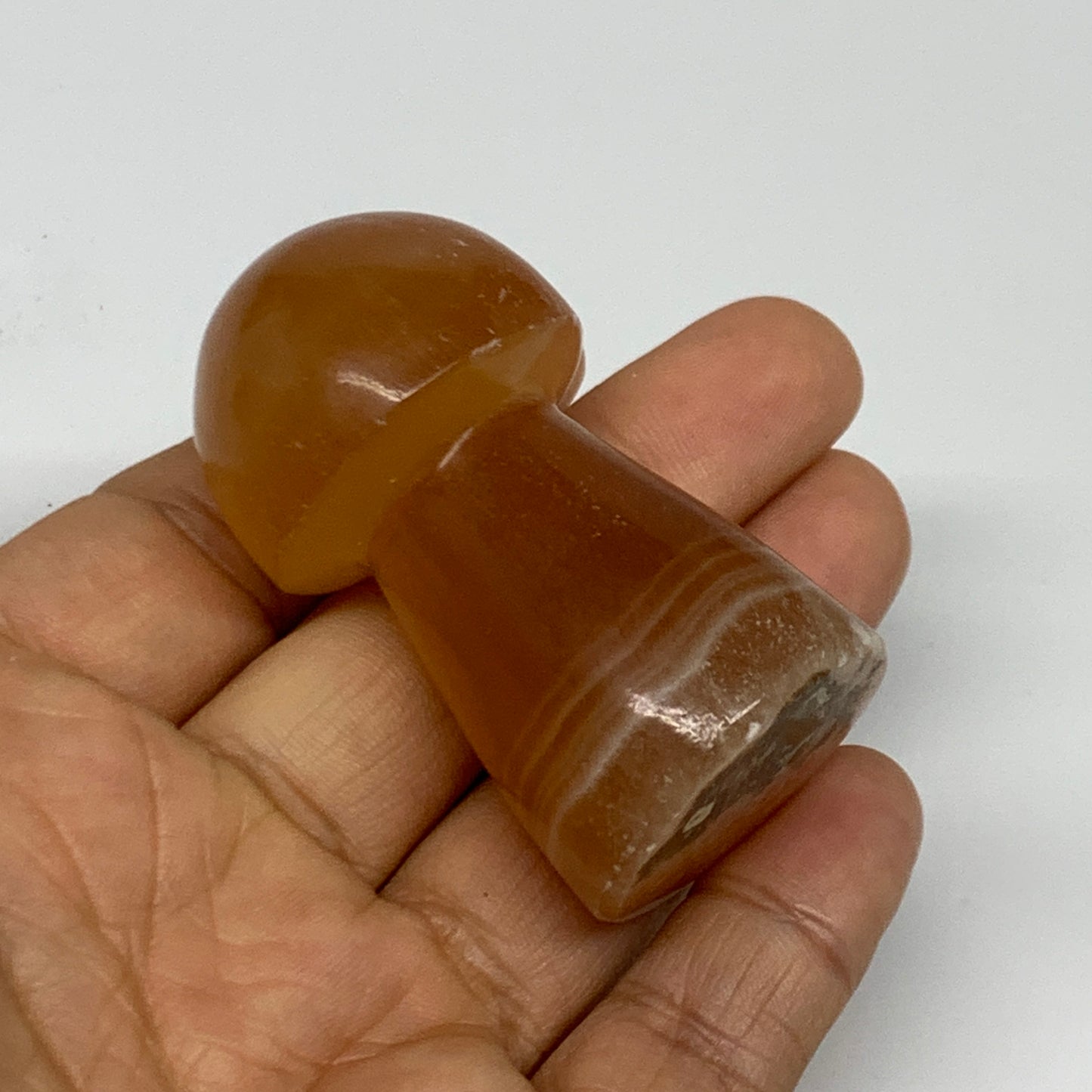146.6g, 2.2"-2.3", 2pcs, Natural Honey Calcite Mushroom Gemstone @Pakistan, B317