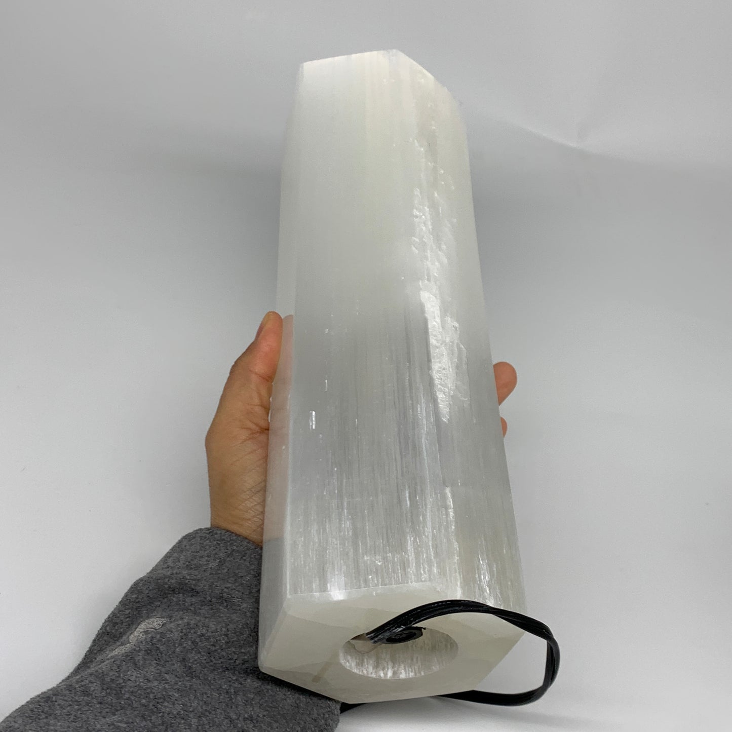 8.4 lbs. 11.75"x3.5", Hexagon Selenite (Satin Spar) Lamp, w/6ft Chord, B35826