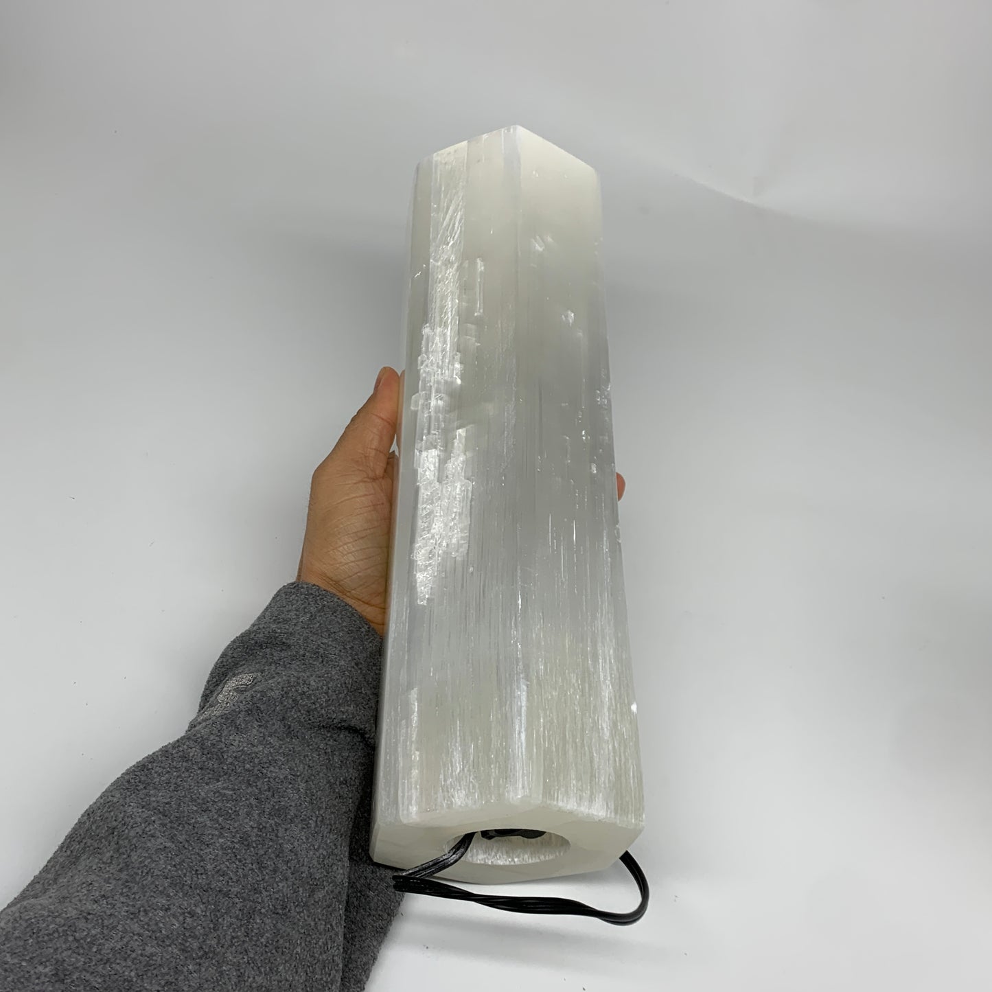 8.4 lbs. 11.75"x3.5", Hexagon Selenite (Satin Spar) Lamp, w/6ft Chord, B35826