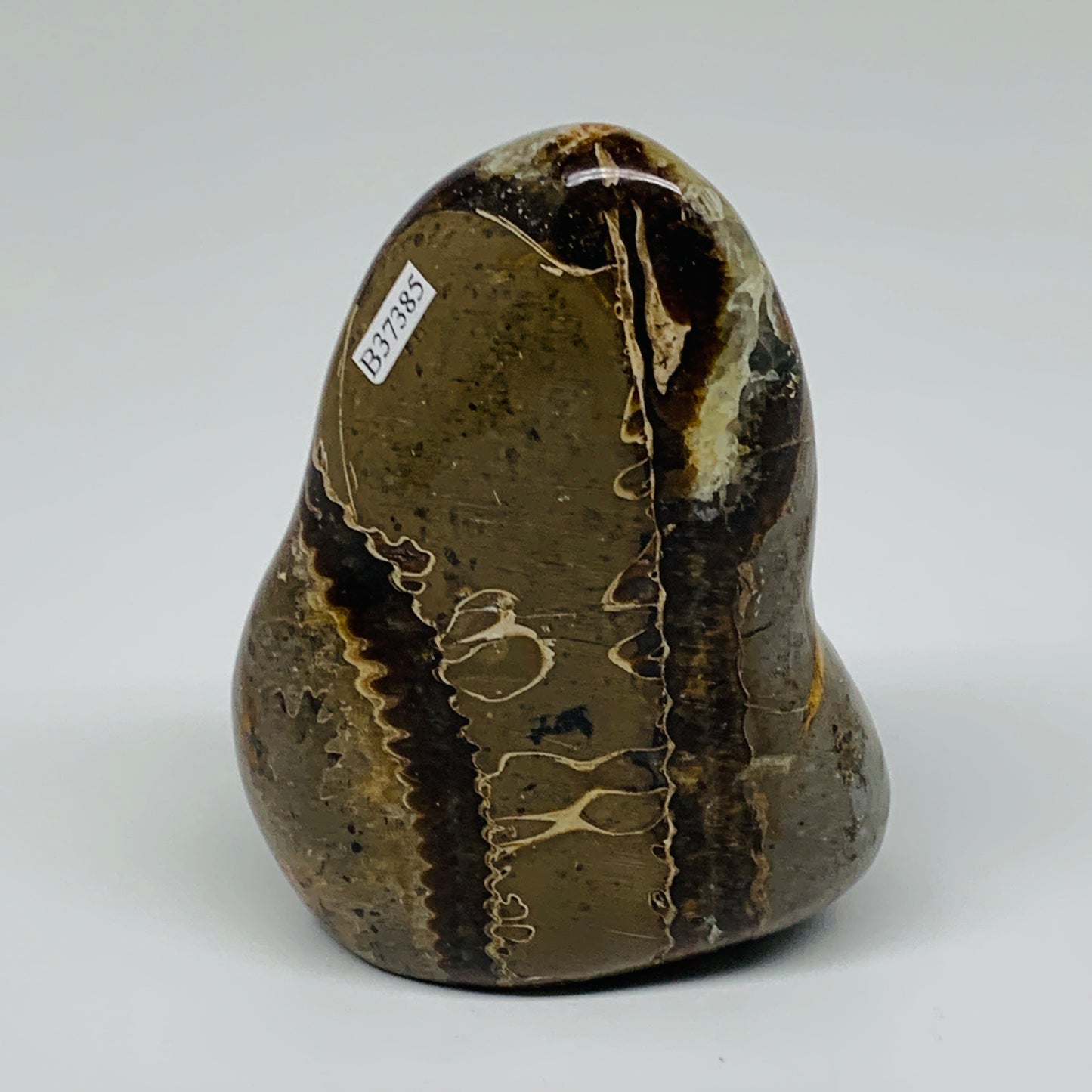 1.21 lbs, 4.1"x3.1"x2", Septarian Nodules Freeform Polished Crystal, B37385