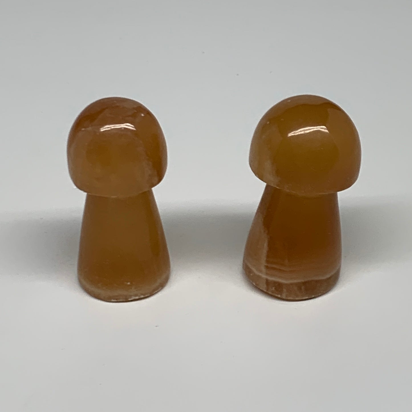 146.6g, 2.2"-2.3", 2pcs, Natural Honey Calcite Mushroom Gemstone @Pakistan, B317