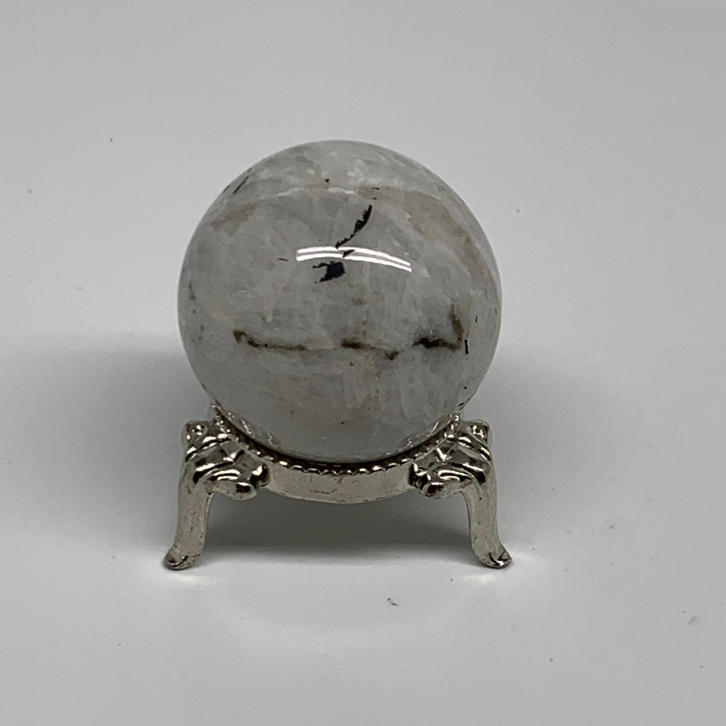 72.7g, 1.5"(38mm), Natural Rainbow Moonstone Sphere Ball Gemstone, B35162