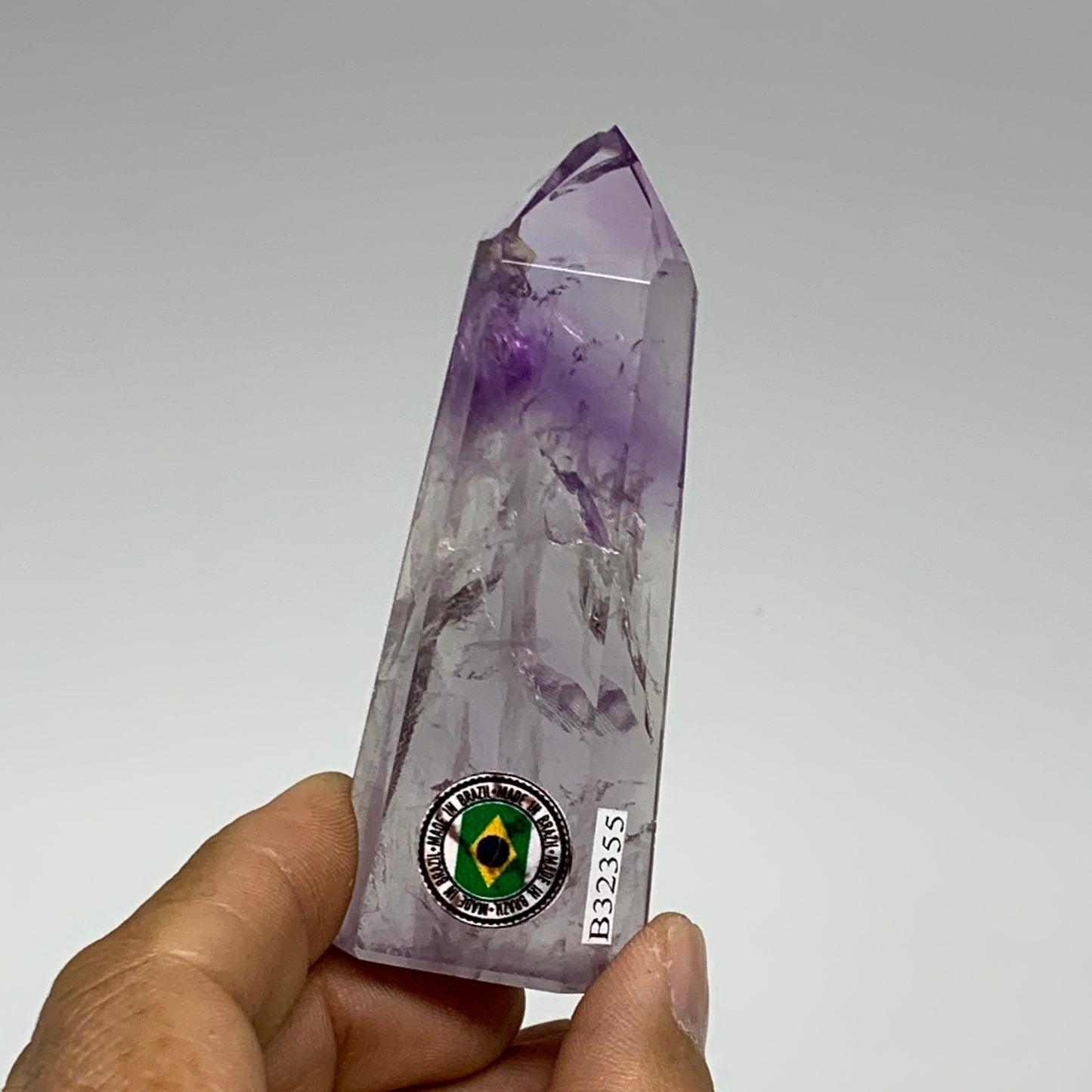 62.7g, 3.2"x1.2"x0.6", Natural Amethyst Tower Point Obelisk @Brazil, B32355