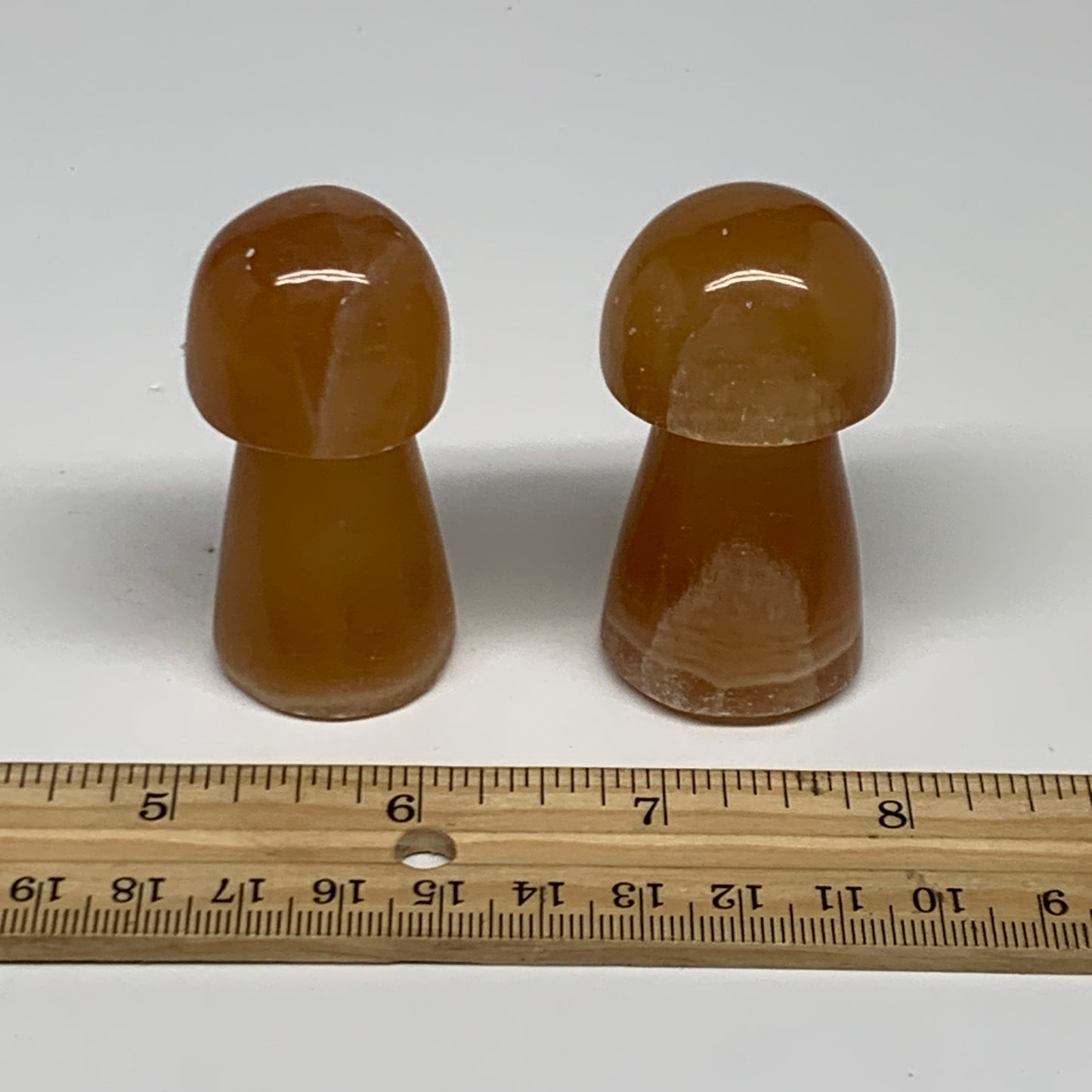 146.6g, 2.2"-2.3", 2pcs, Natural Honey Calcite Mushroom Gemstone @Pakistan, B317