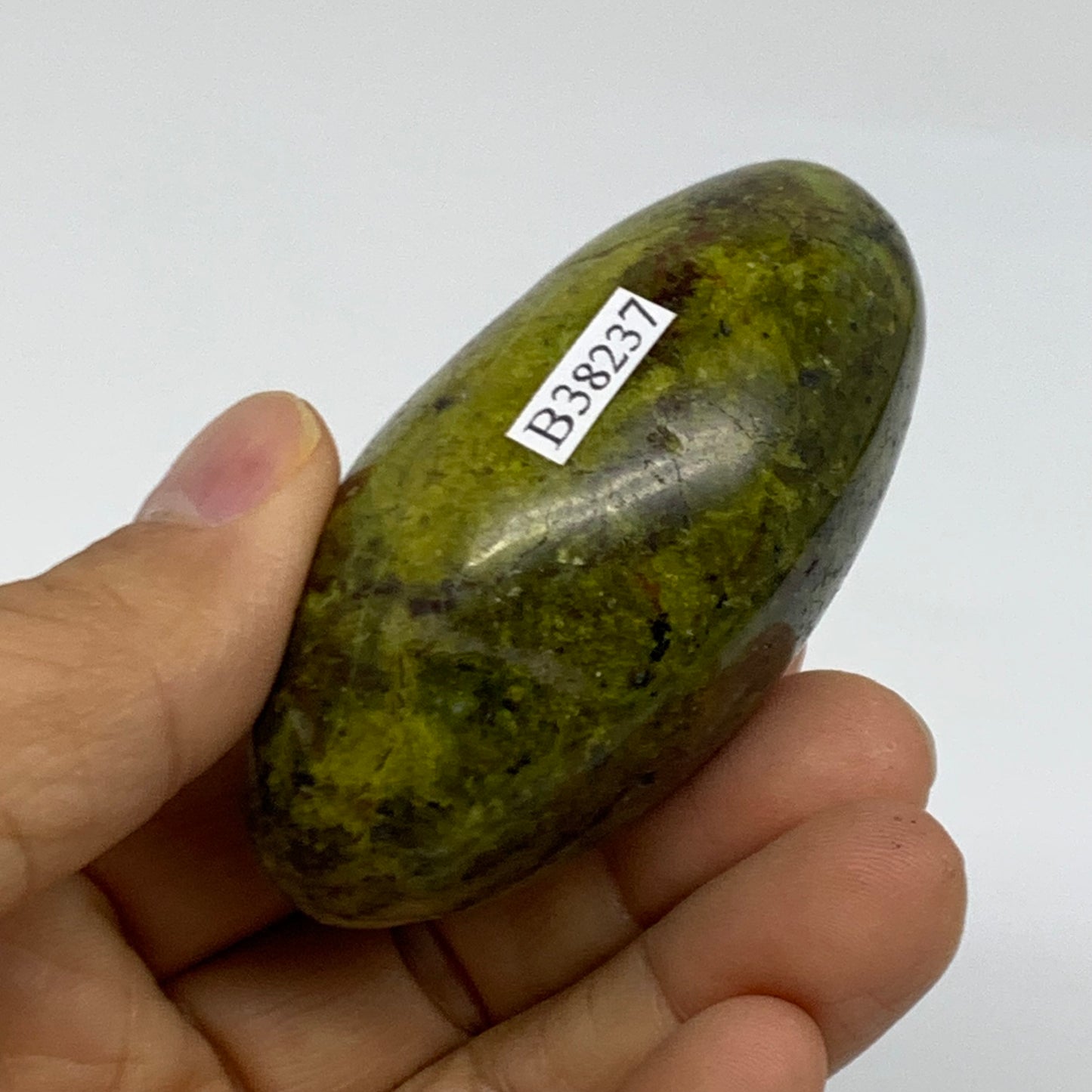 97.7g, 2.6"x1.5"x1.3", Green Opal Crystal PalmStone Polished Reiki, B38237