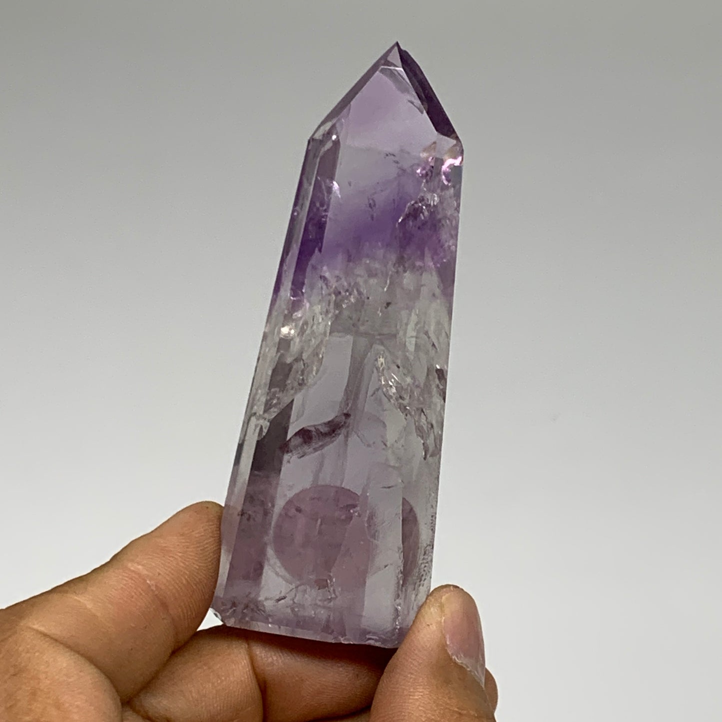 62.7g, 3.2"x1.2"x0.6", Natural Amethyst Tower Point Obelisk @Brazil, B32355