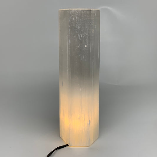7.1 lbs. 11.25"x3", Hexagon Selenite (Satin Spar) Lamp, w/6ft Chord, B35827