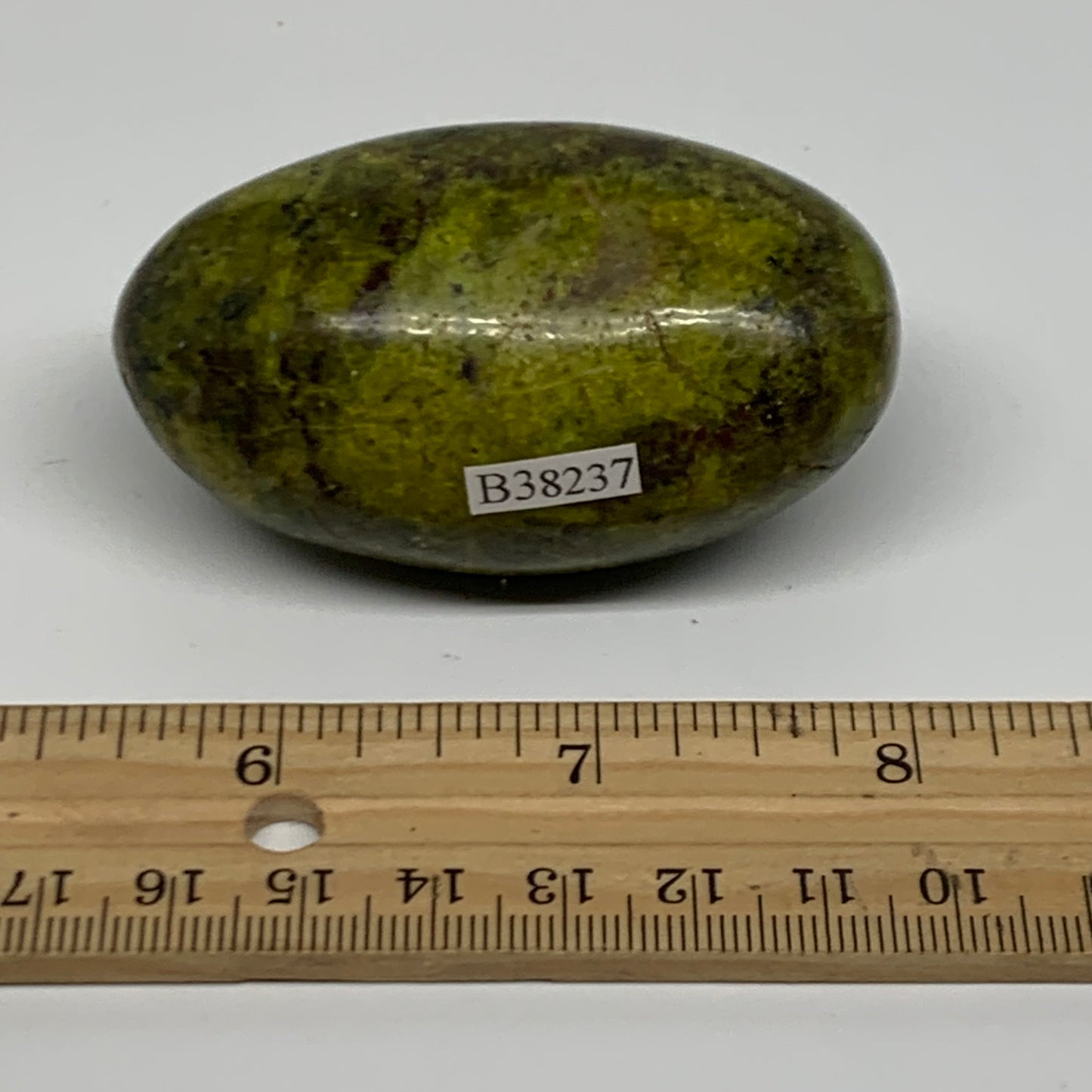 97.7g, 2.6"x1.5"x1.3", Green Opal Crystal PalmStone Polished Reiki, B38237