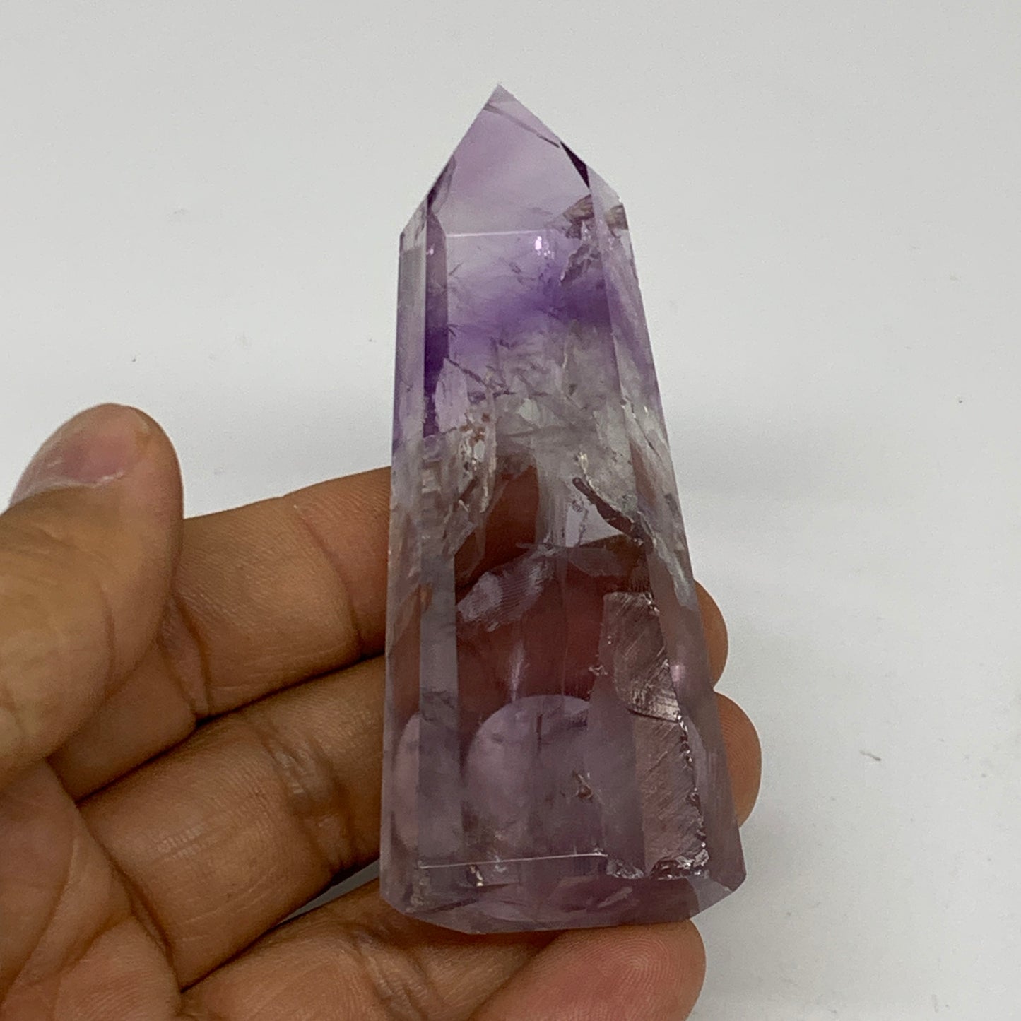 62.7g, 3.2"x1.2"x0.6", Natural Amethyst Tower Point Obelisk @Brazil, B32355