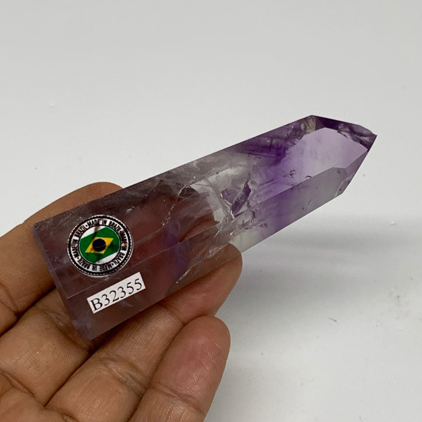 62.7g, 3.2"x1.2"x0.6", Natural Amethyst Tower Point Obelisk @Brazil, B32355