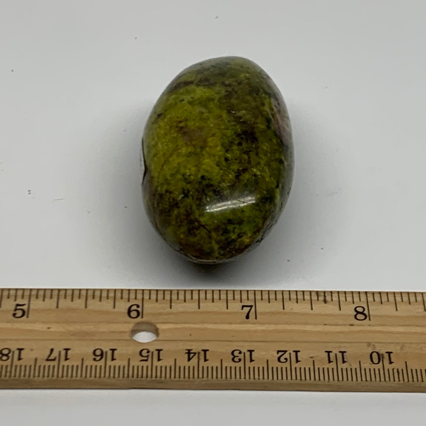 97.7g, 2.6"x1.5"x1.3", Green Opal Crystal PalmStone Polished Reiki, B38237