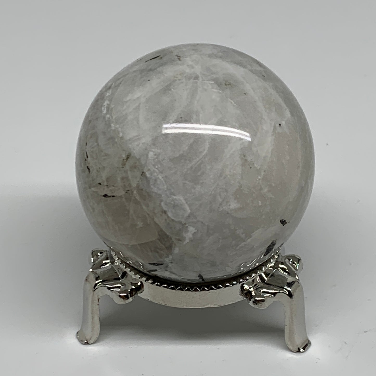 204.8g, 2.1"(53mm), Natural Rainbow Moonstone Sphere Ball Gemstone, B34376