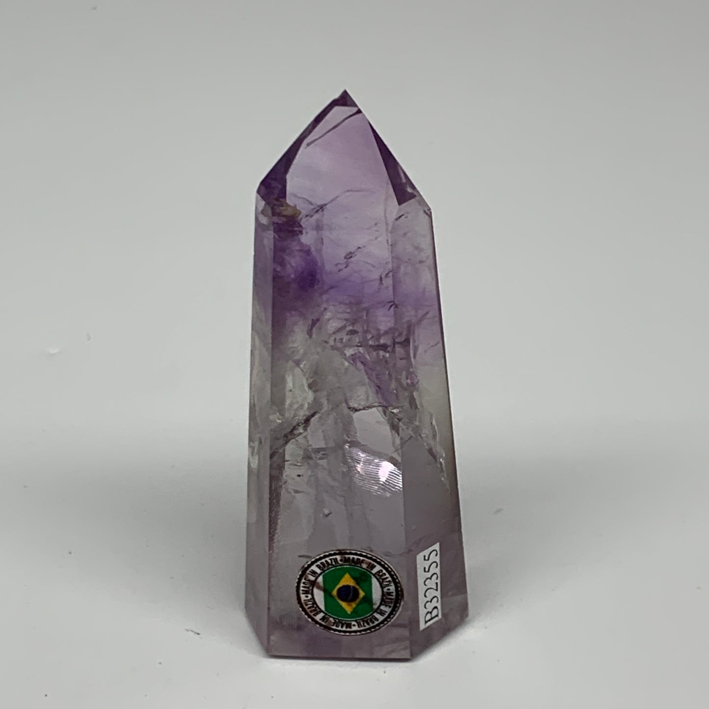 62.7g, 3.2"x1.2"x0.6", Natural Amethyst Tower Point Obelisk @Brazil, B32355