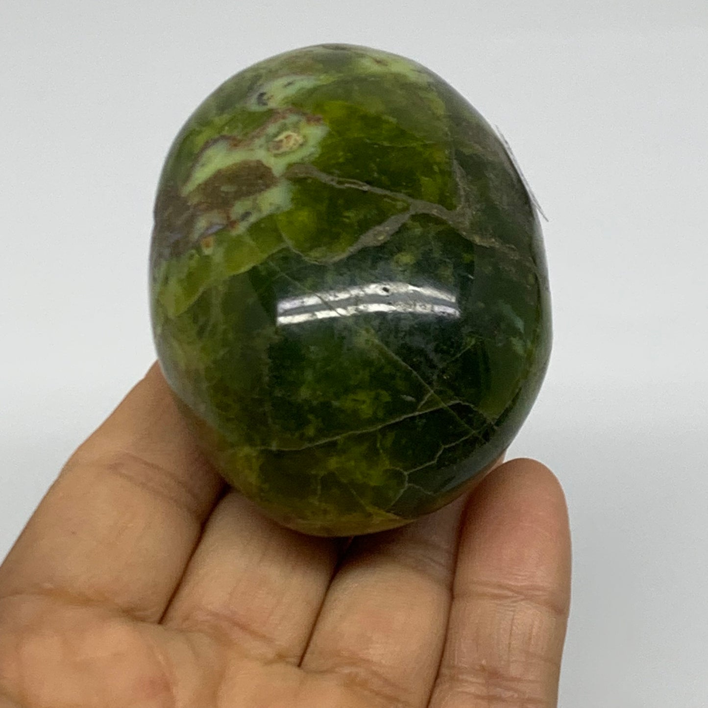170g, 2.8"x2"x1.6", Green Opal Crystal PalmStone Polished Reiki, B38238