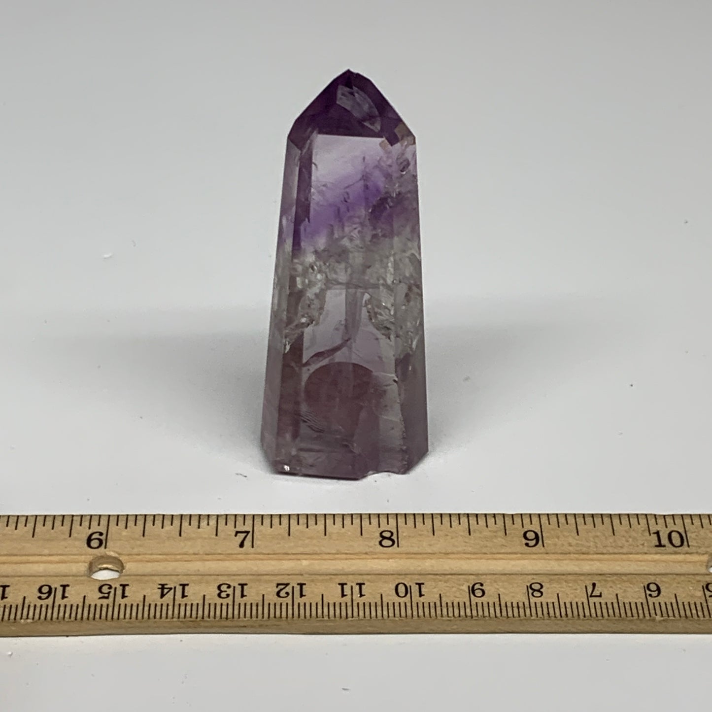 62.7g, 3.2"x1.2"x0.6", Natural Amethyst Tower Point Obelisk @Brazil, B32355