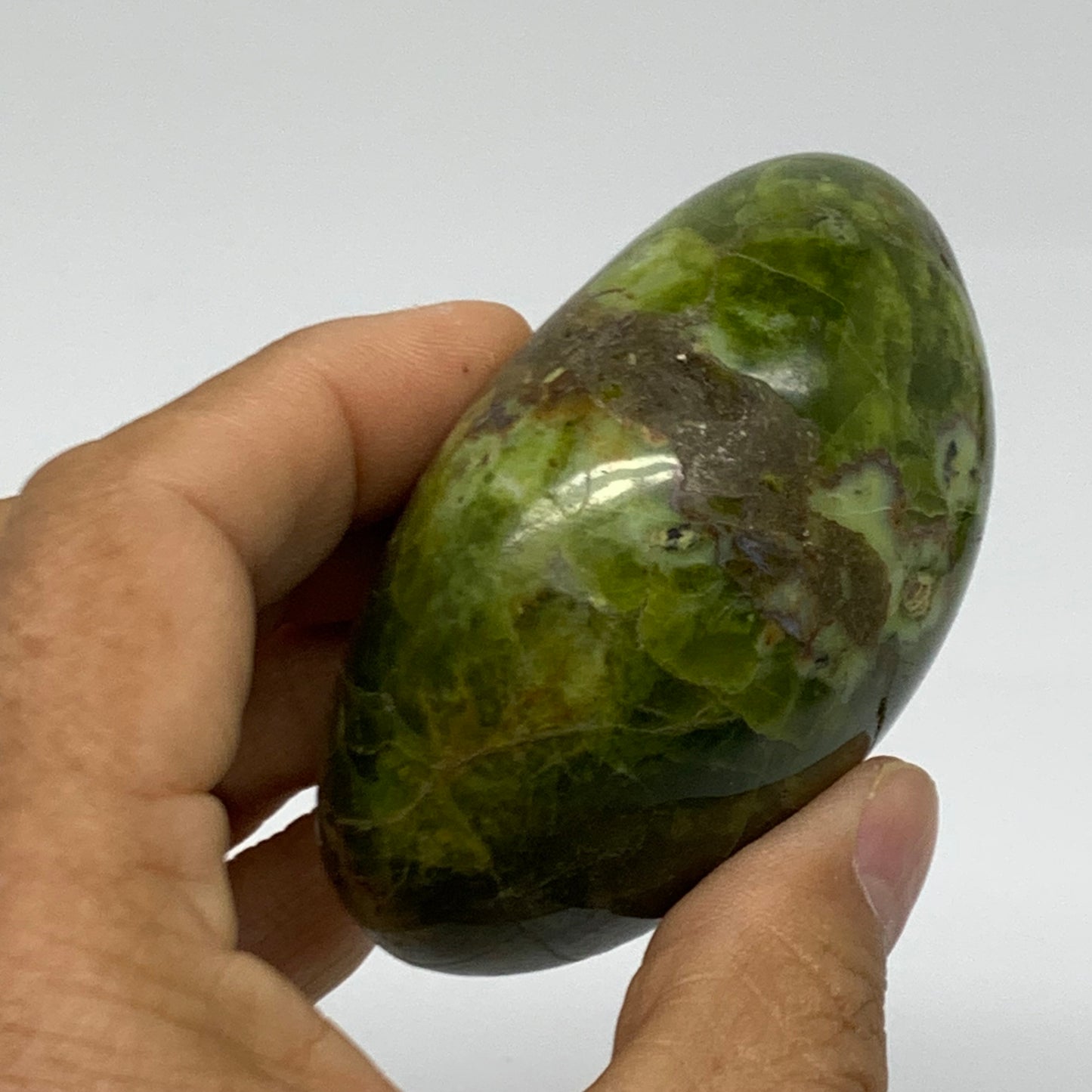 170g, 2.8"x2"x1.6", Green Opal Crystal PalmStone Polished Reiki, B38238