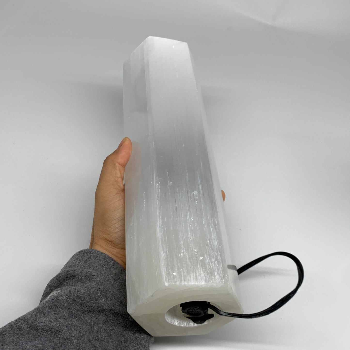 7.1 lbs. 11.25"x3", Hexagon Selenite (Satin Spar) Lamp, w/6ft Chord, B35827