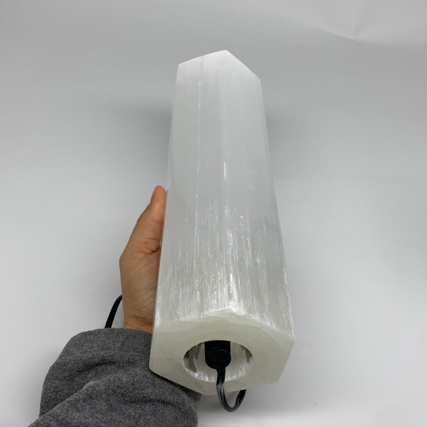 7.1 lbs. 11.25"x3", Hexagon Selenite (Satin Spar) Lamp, w/6ft Chord, B35827