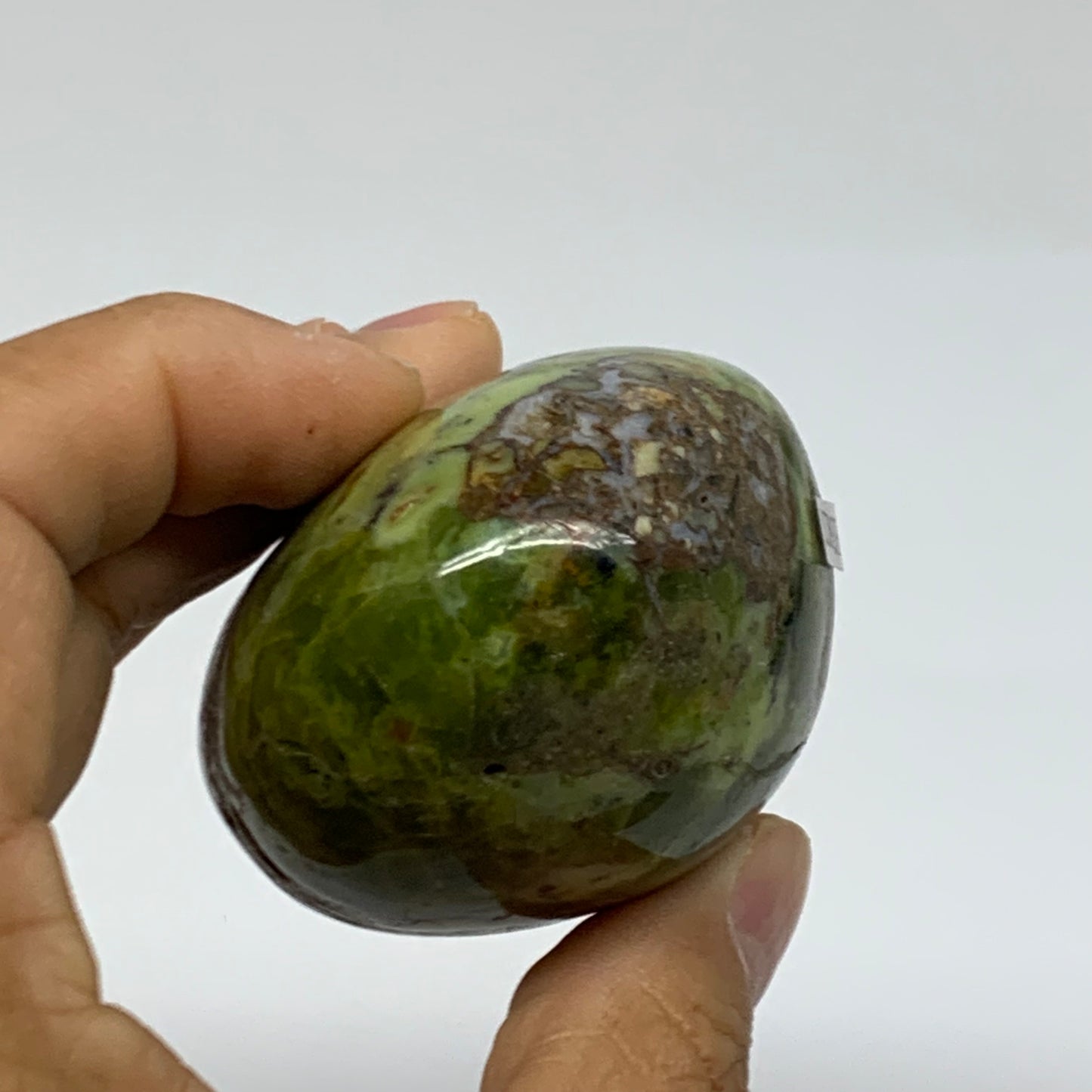 170g, 2.8"x2"x1.6", Green Opal Crystal PalmStone Polished Reiki, B38238