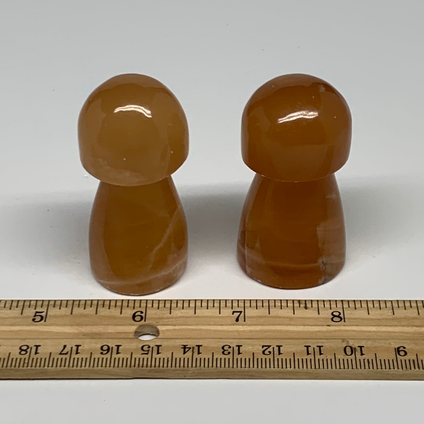 149.9g, 2.2"-2.3", 2pcs, Natural Honey Calcite Mushroom Gemstone @Pakistan, B317