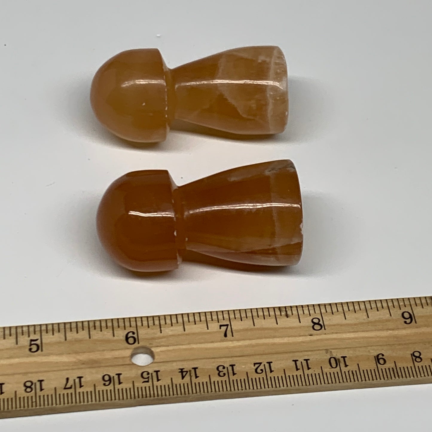 149.9g, 2.2"-2.3", 2pcs, Natural Honey Calcite Mushroom Gemstone @Pakistan, B317