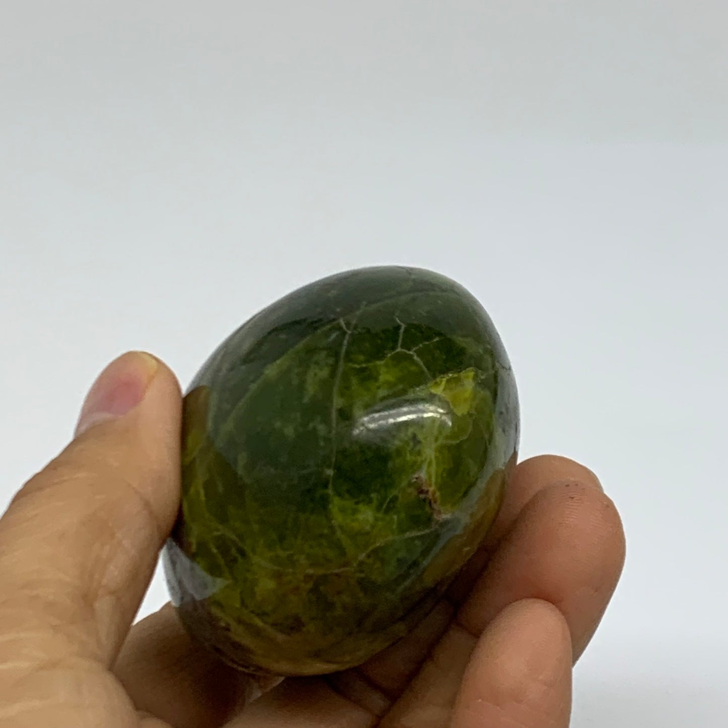 170g, 2.8"x2"x1.6", Green Opal Crystal PalmStone Polished Reiki, B38238
