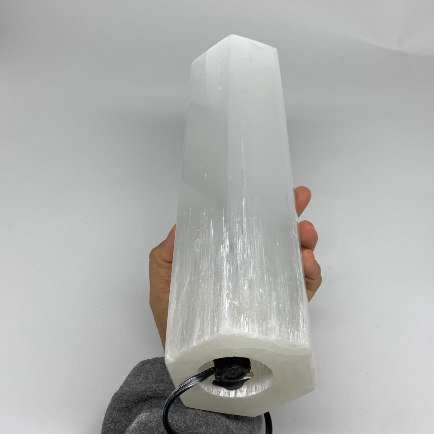 7.1 lbs. 11.25"x3", Hexagon Selenite (Satin Spar) Lamp, w/6ft Chord, B35827