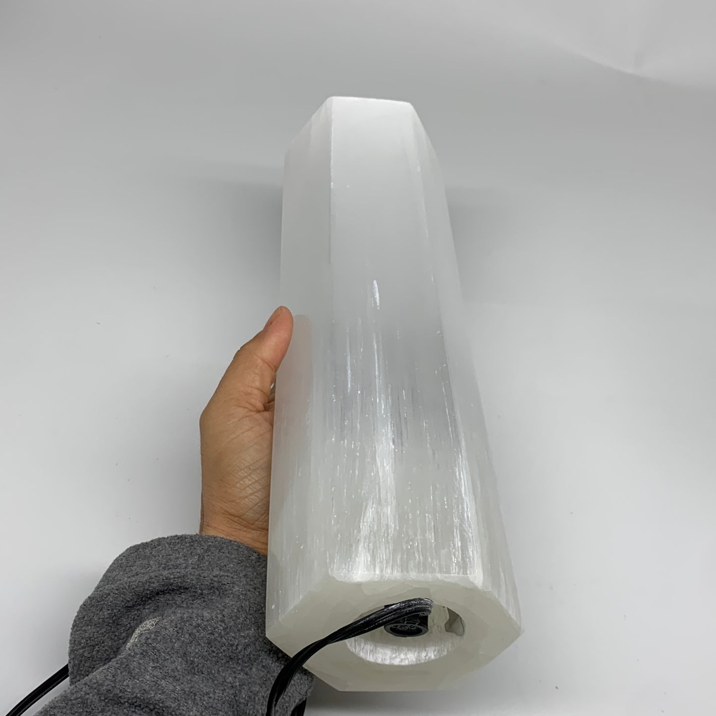 7.1 lbs. 11.25"x3", Hexagon Selenite (Satin Spar) Lamp, w/6ft Chord, B35827
