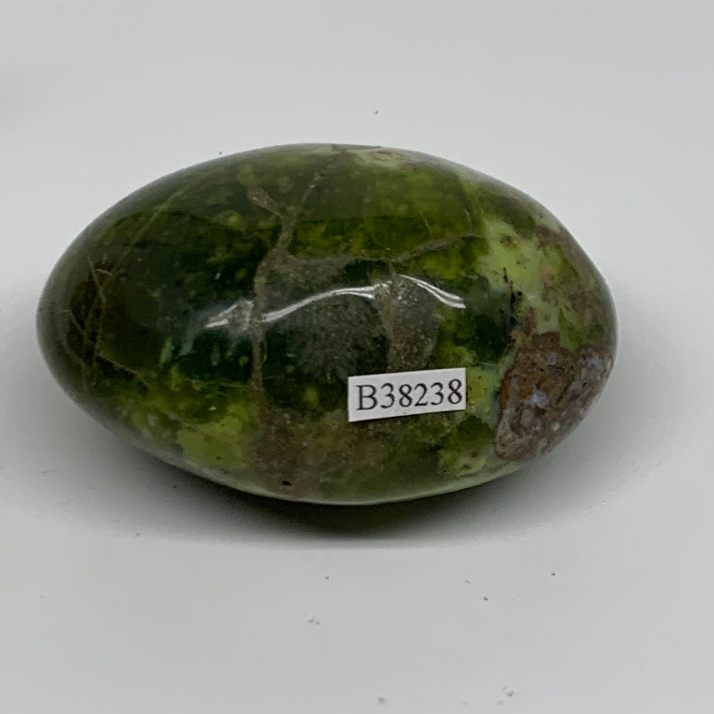 170g, 2.8"x2"x1.6", Green Opal Crystal PalmStone Polished Reiki, B38238