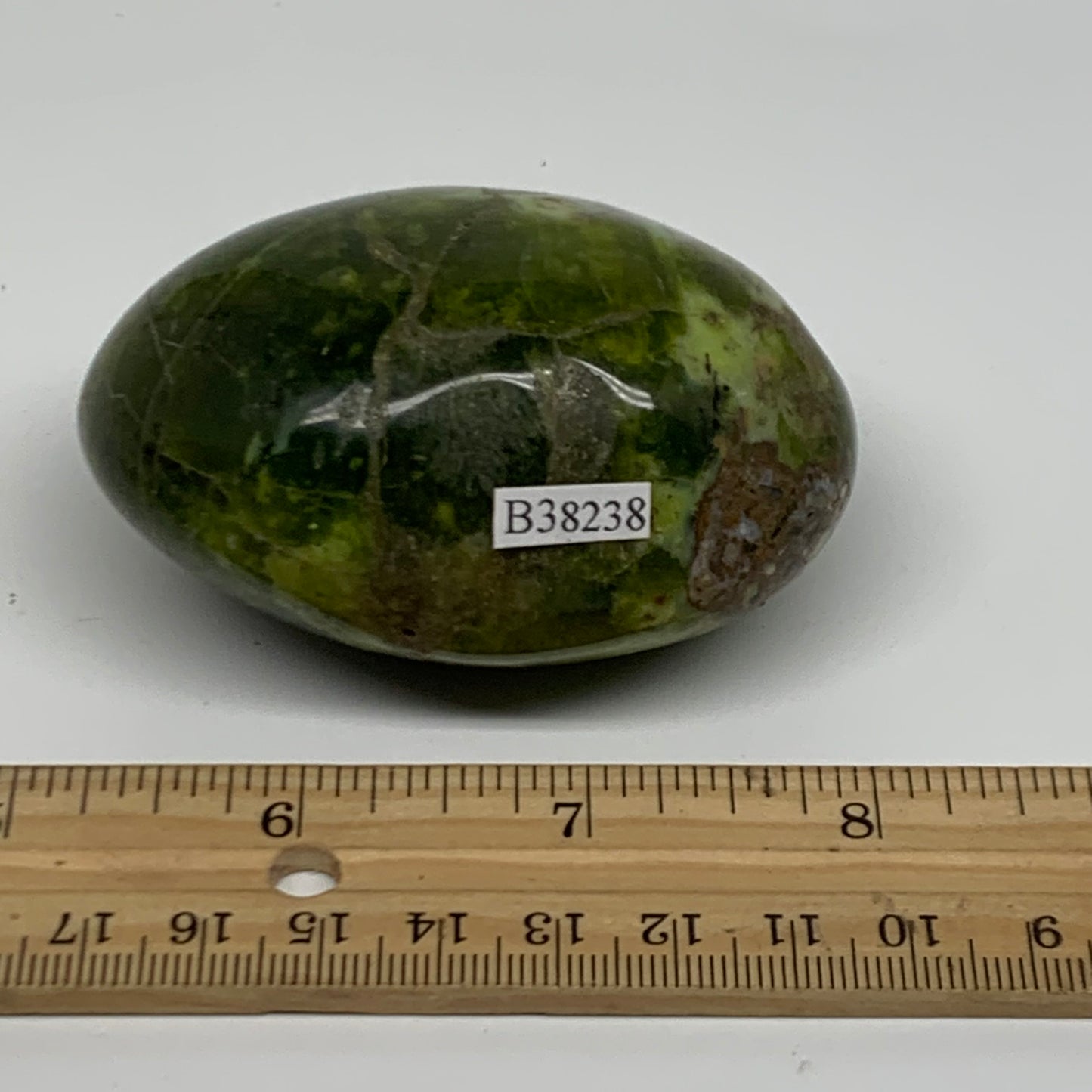 170g, 2.8"x2"x1.6", Green Opal Crystal PalmStone Polished Reiki, B38238