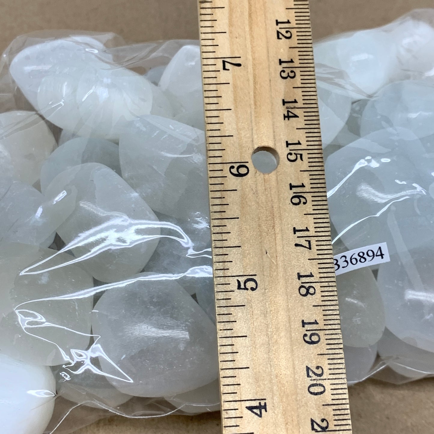 2.2 lbs, 1" x 1.4", Aprox 50pcs, Tumbled Selenite Crystals, Satin Spar, B36894
