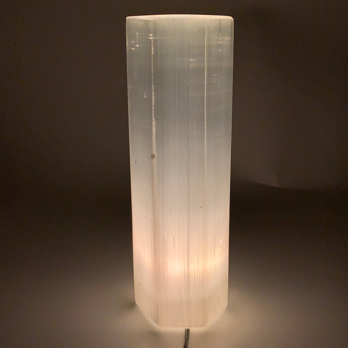 9.1 lbs. 11.4"x3.5", Hexagon Selenite (Satin Spar) Lamp, w/6ft Chord, B35828