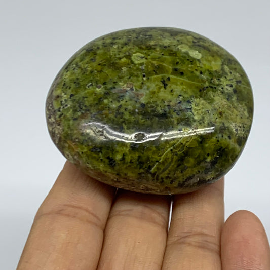 120g, 2.4"x2"x1.3", Green Opal Crystal PalmStone Polished Reiki, B38239