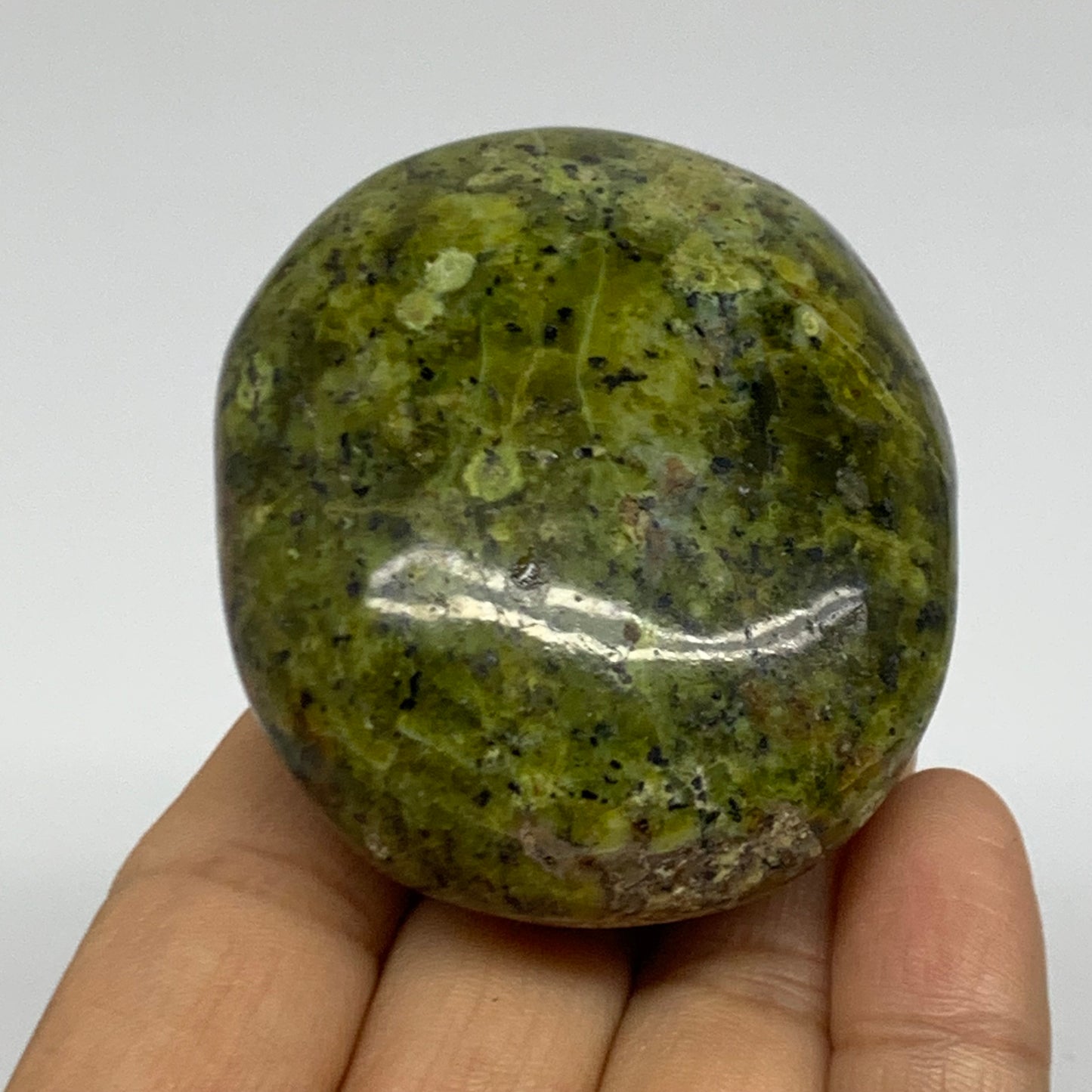 120g, 2.4"x2"x1.3", Green Opal Crystal PalmStone Polished Reiki, B38239