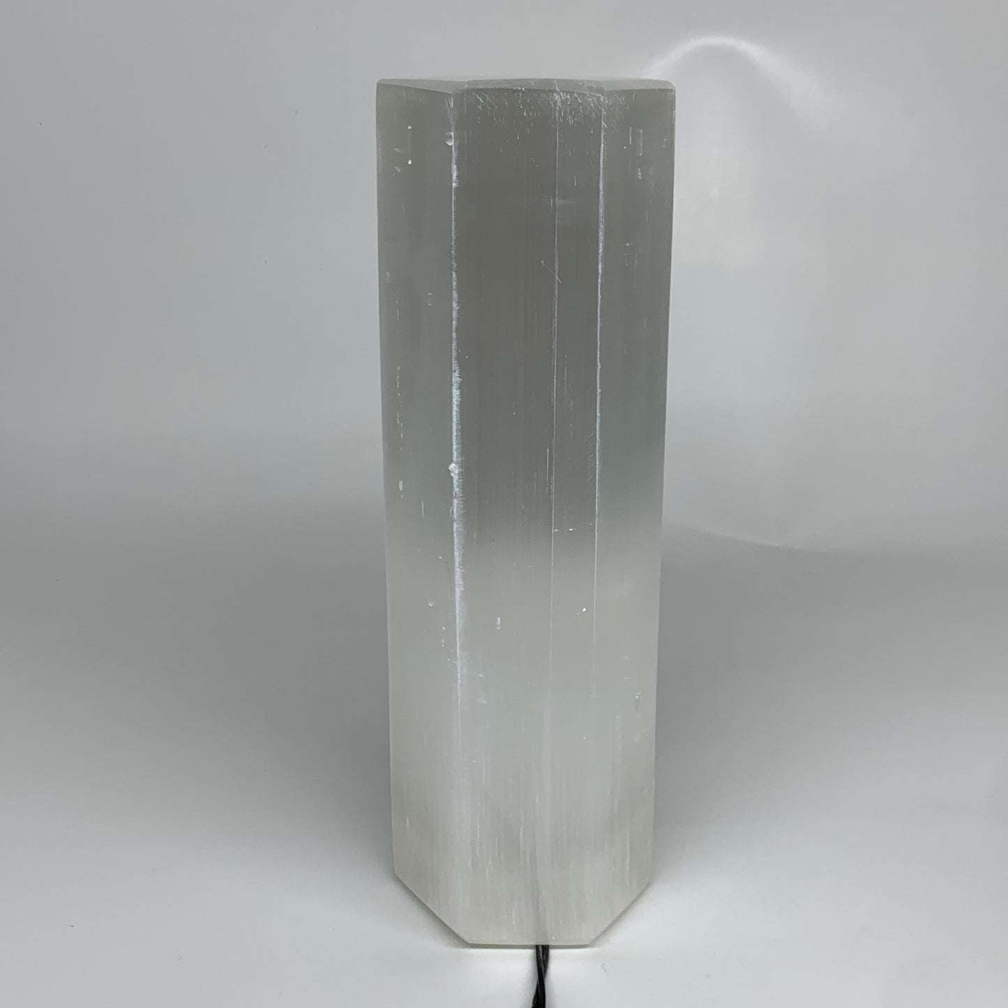 9.1 lbs. 11.4"x3.5", Hexagon Selenite (Satin Spar) Lamp, w/6ft Chord, B35828