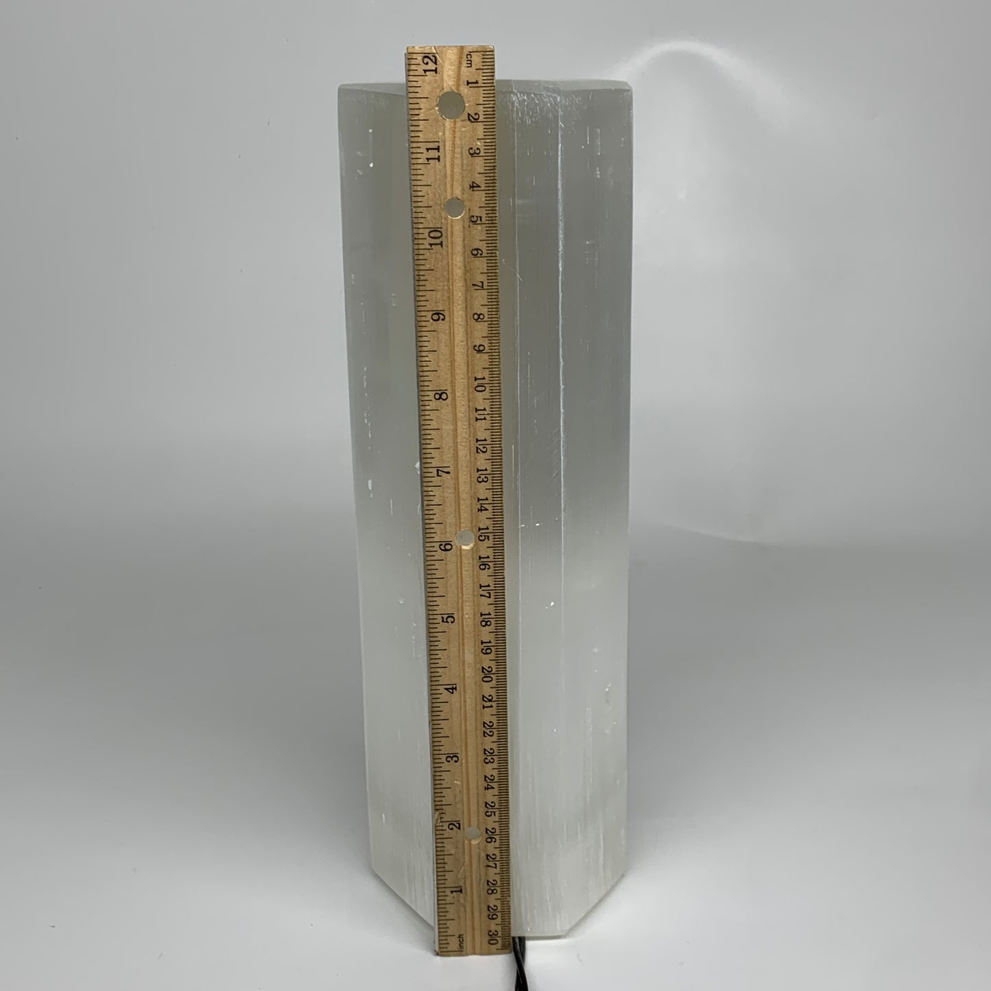 9.1 lbs. 11.4"x3.5", Hexagon Selenite (Satin Spar) Lamp, w/6ft Chord, B35828