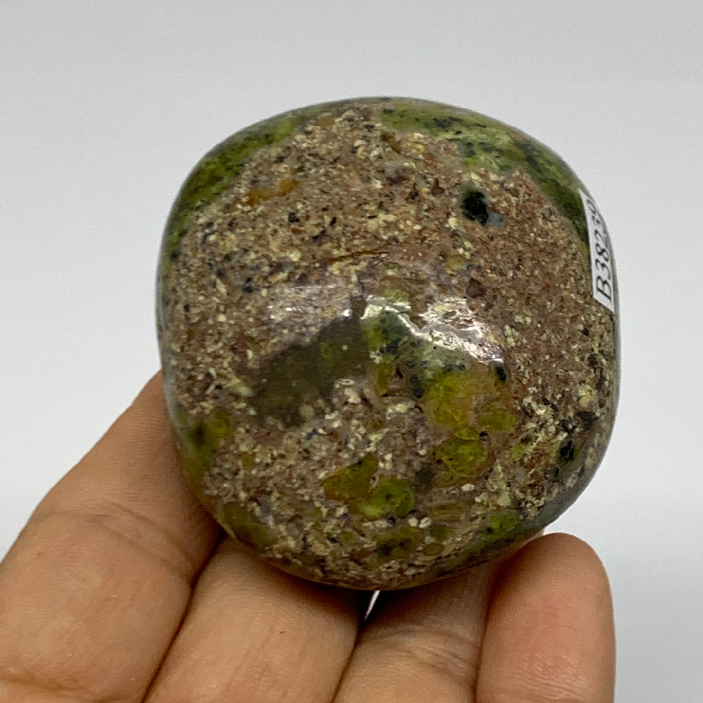 120g, 2.4"x2"x1.3", Green Opal Crystal PalmStone Polished Reiki, B38239
