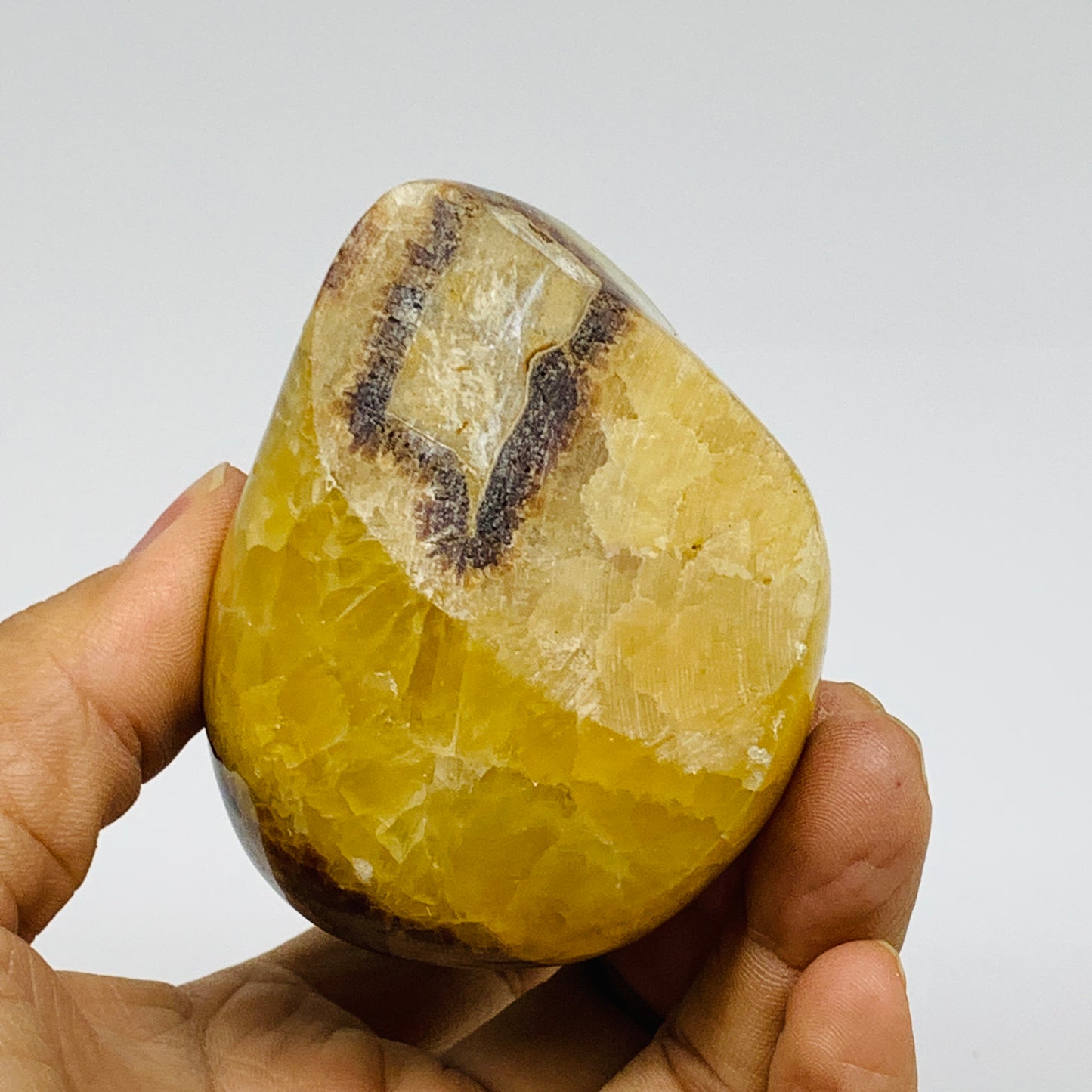 1.01 lbs, 3.4"x2.7"x2.1", Septarian Nodules Freeform Polished Crystal, B37387