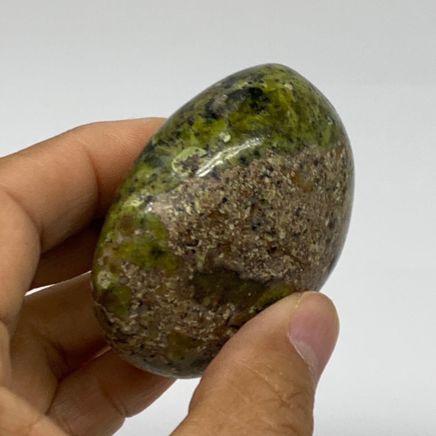 120g, 2.4"x2"x1.3", Green Opal Crystal PalmStone Polished Reiki, B38239