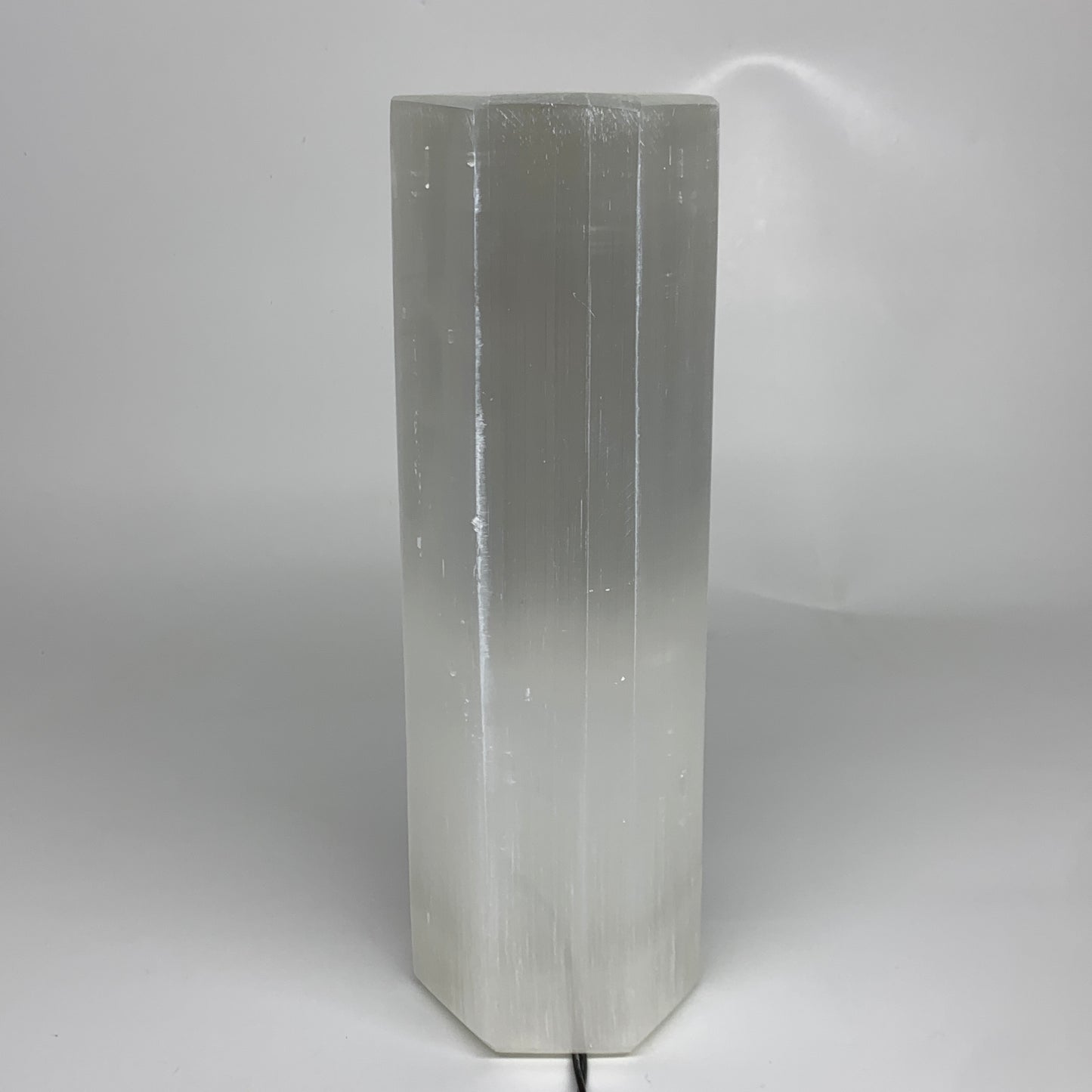 9.1 lbs. 11.4"x3.5", Hexagon Selenite (Satin Spar) Lamp, w/6ft Chord, B35828
