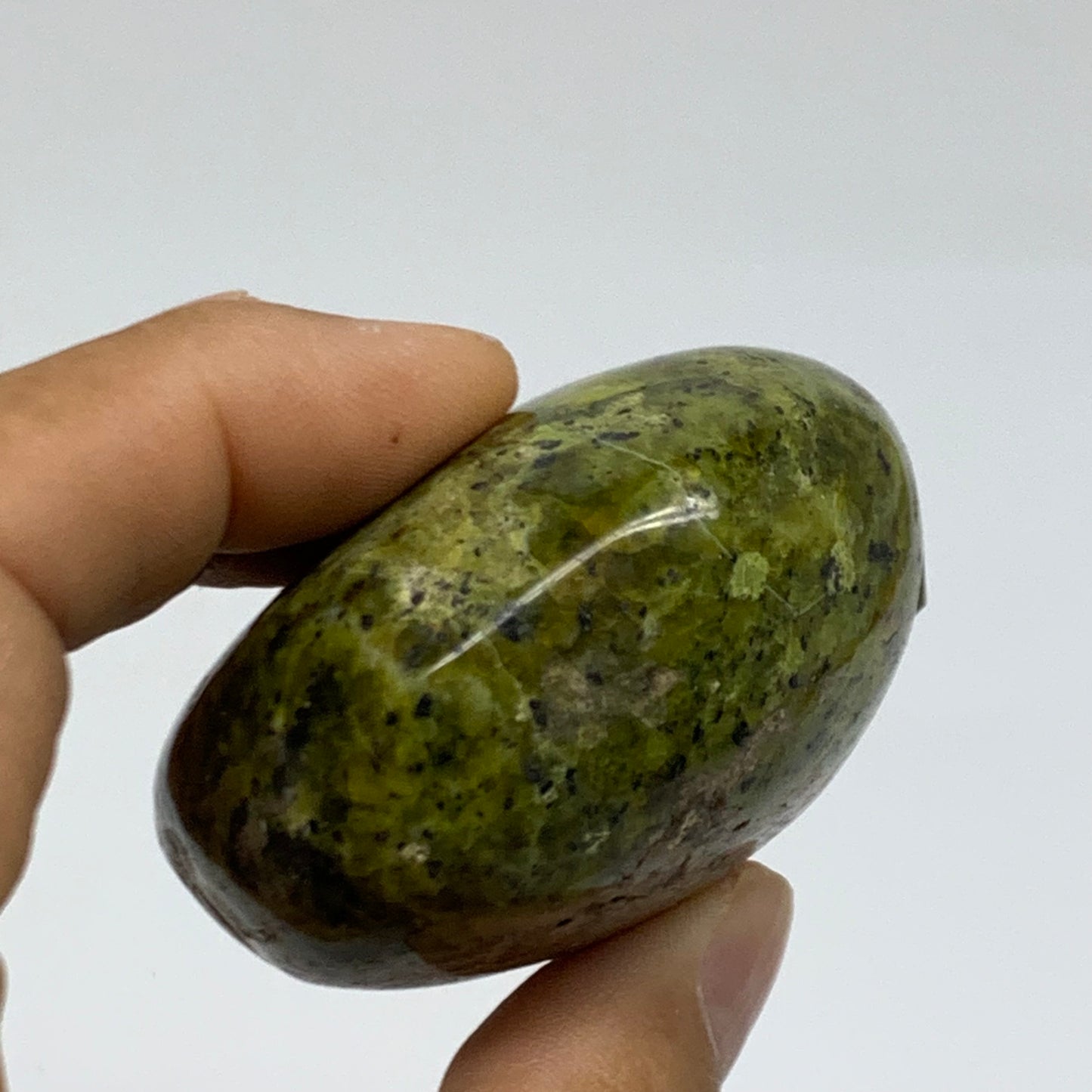 120g, 2.4"x2"x1.3", Green Opal Crystal PalmStone Polished Reiki, B38239