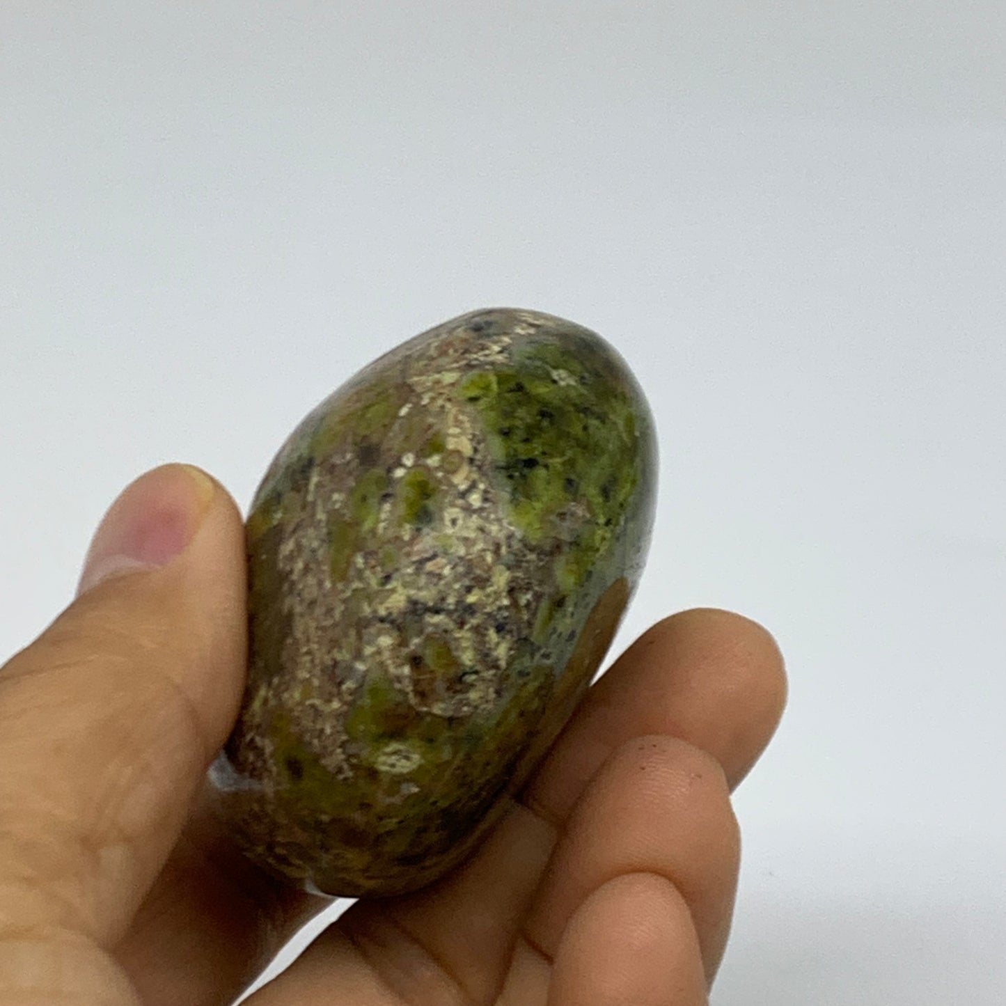120g, 2.4"x2"x1.3", Green Opal Crystal PalmStone Polished Reiki, B38239