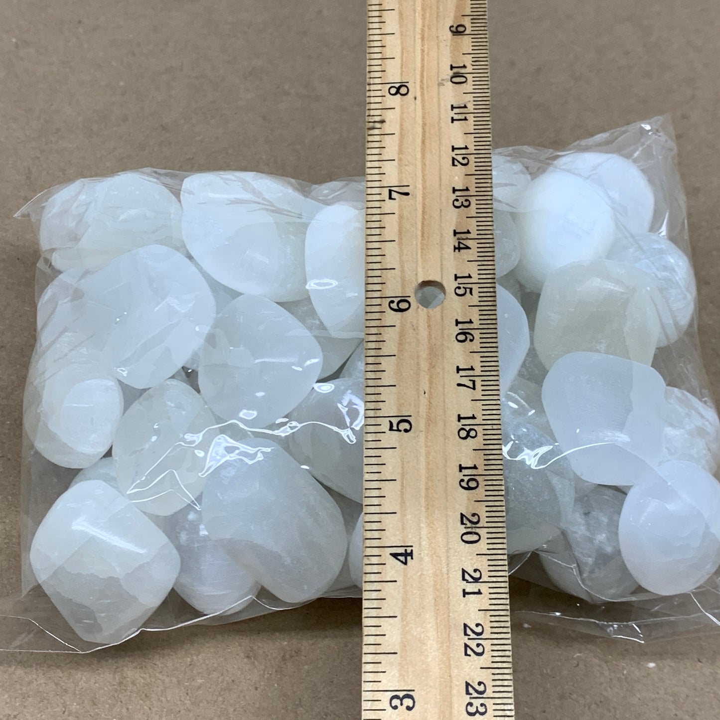 2.2 lbs, 1" x 1.4", Aprox 50pcs, Tumbled Selenite Crystals, Satin Spar, B36895