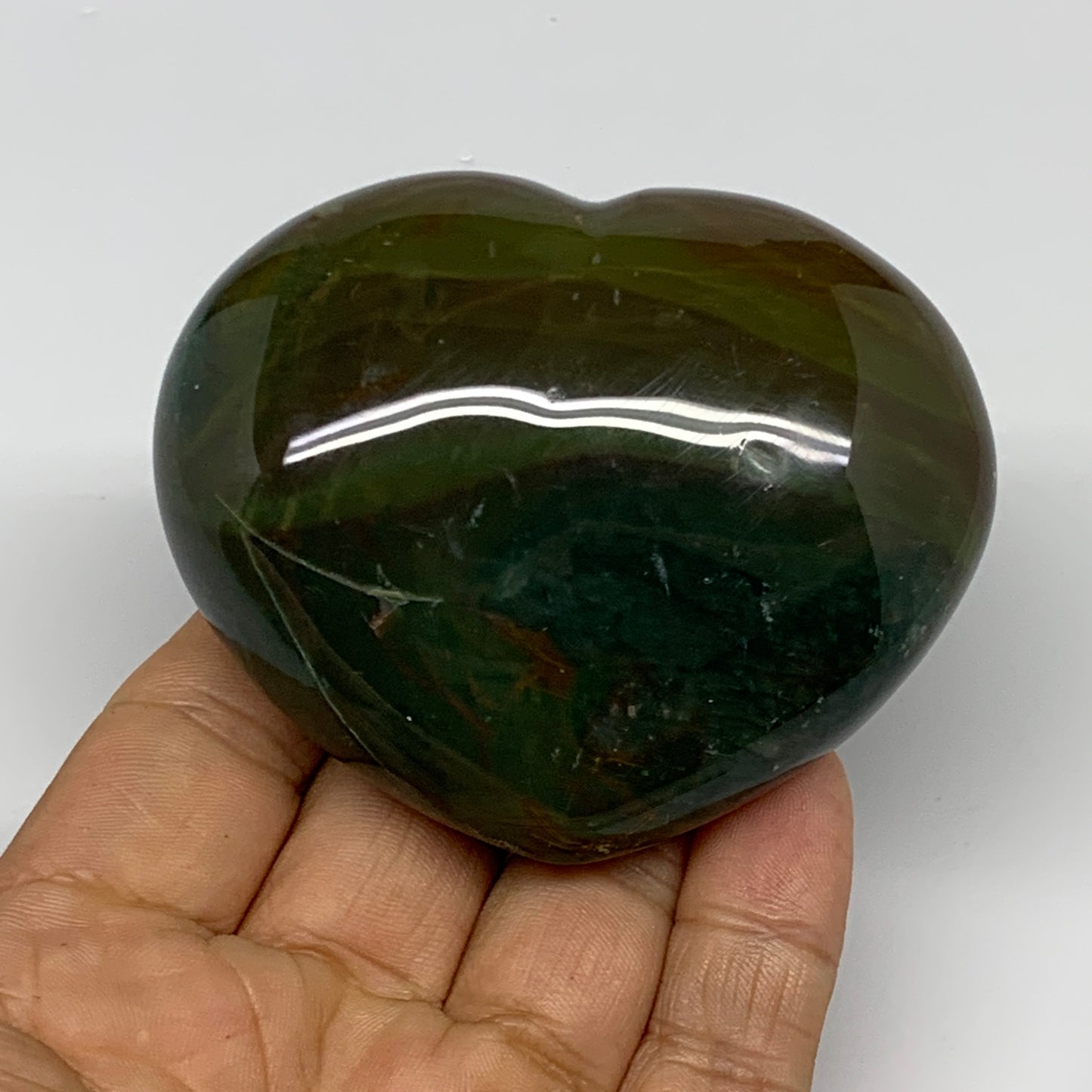 0.45 lbs, 2.4"x2.9"x1.2" Ocean Jasper Heart Polished Healing Crystal, B30884