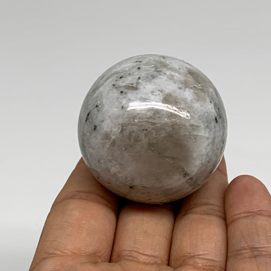 120g, 1.7"(44mm), Natural Rainbow Moonstone Sphere Ball Gemstone, B35164