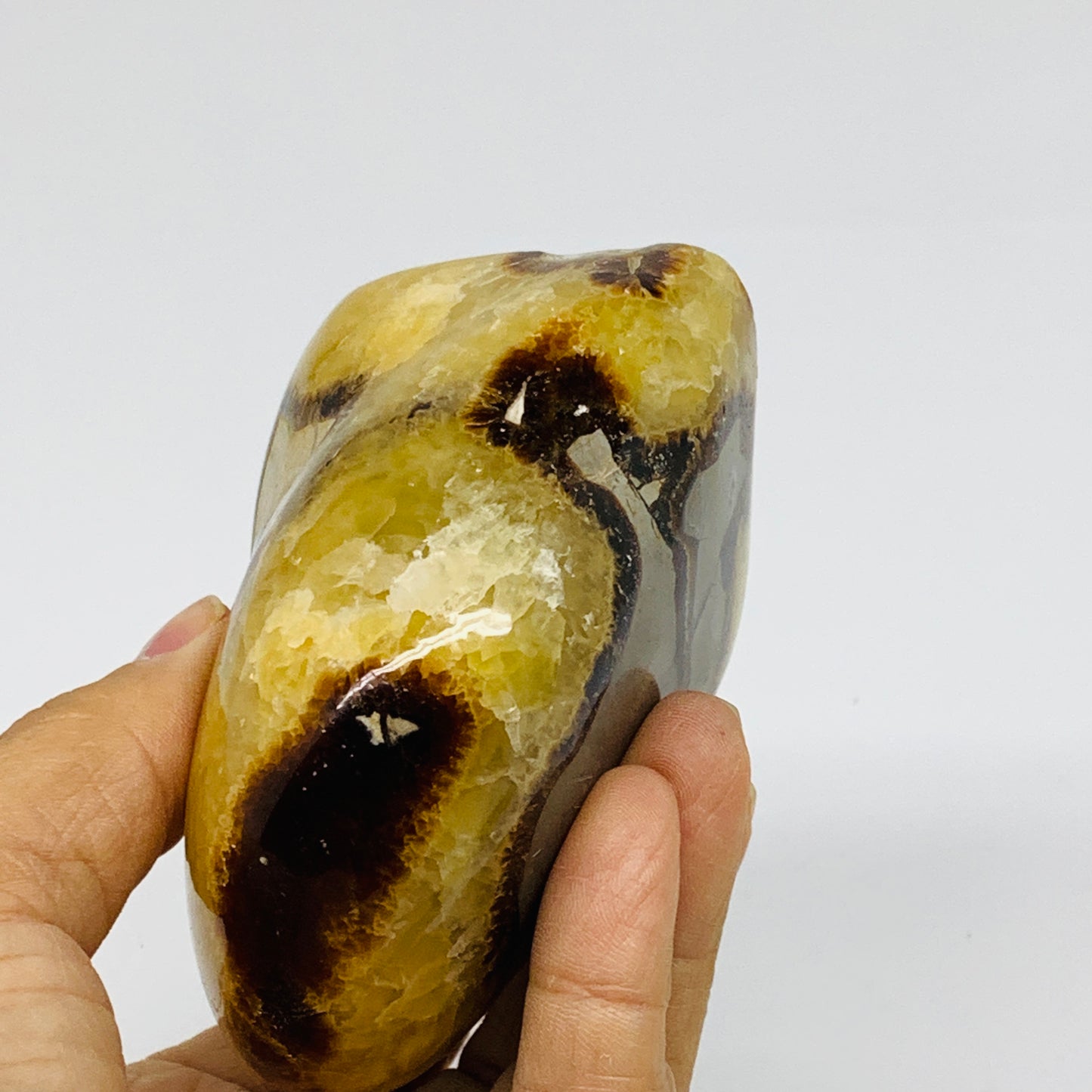 1.01 lbs, 3.4"x2.7"x2.1", Septarian Nodules Freeform Polished Crystal, B37387