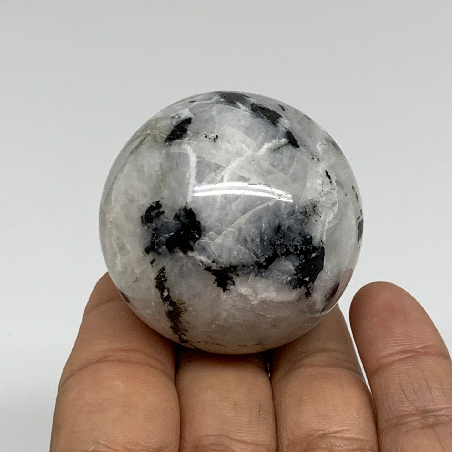 133.2g, 1.8"(46mm), Natural Rainbow Moonstone Sphere Ball Gemstone, B34378