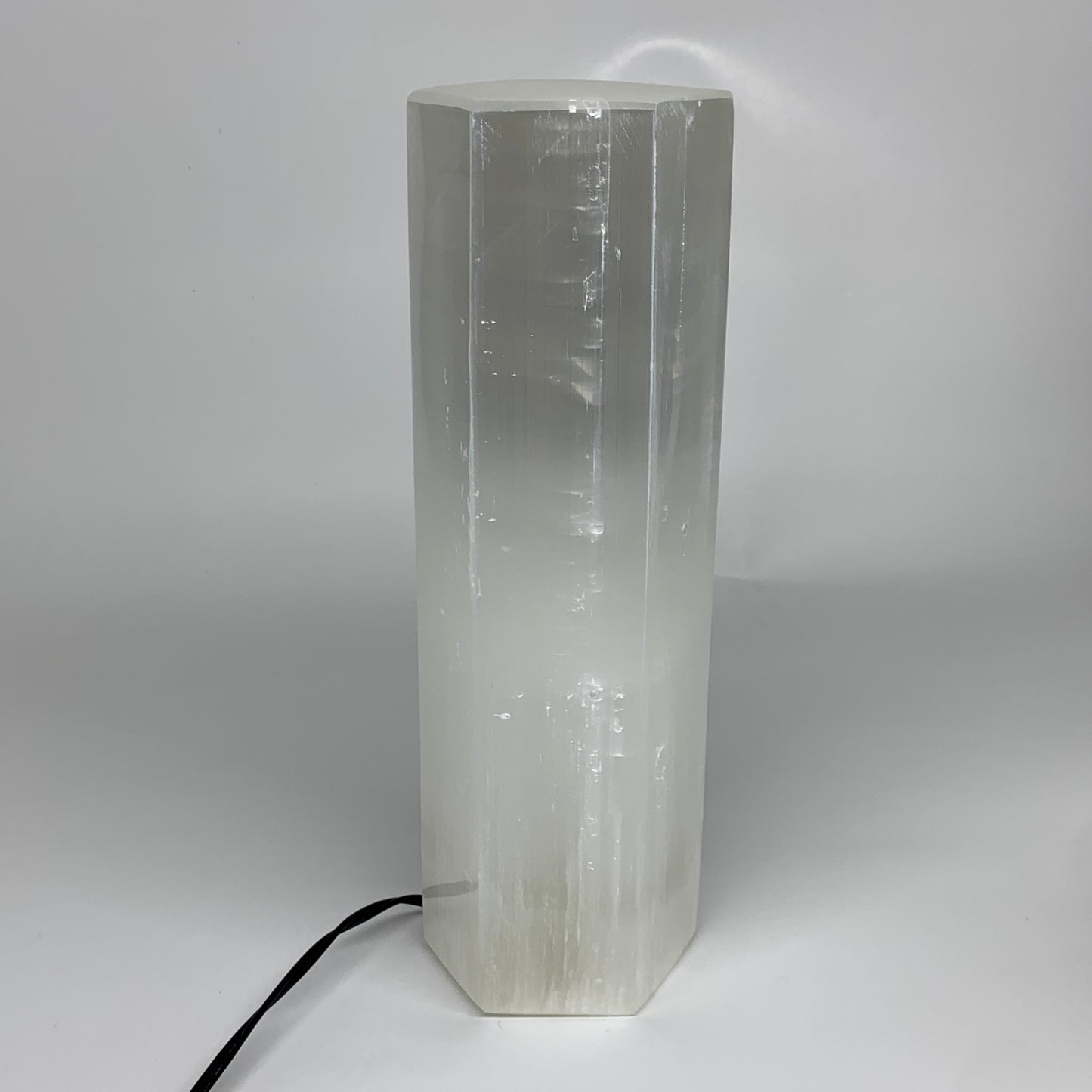 9.1 lbs. 11.4"x3.5", Hexagon Selenite (Satin Spar) Lamp, w/6ft Chord, B35828