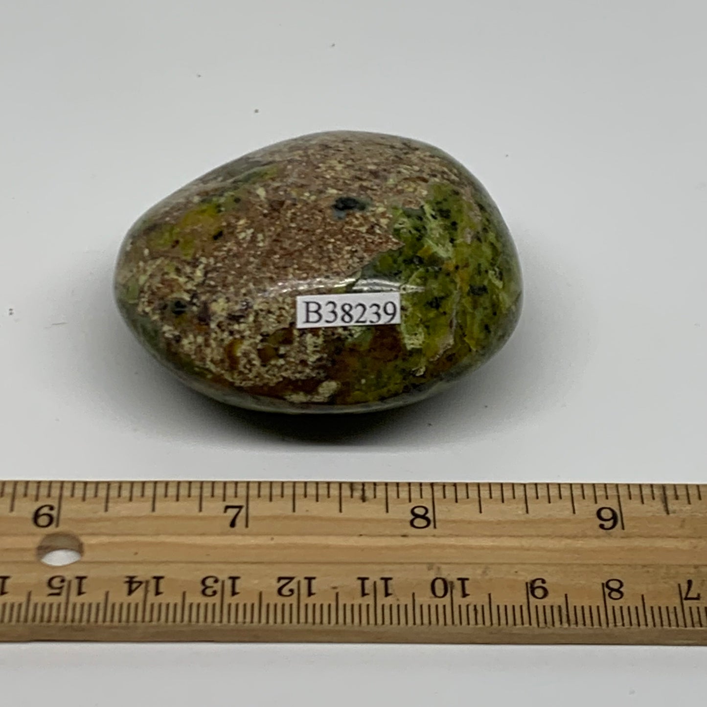 120g, 2.4"x2"x1.3", Green Opal Crystal PalmStone Polished Reiki, B38239