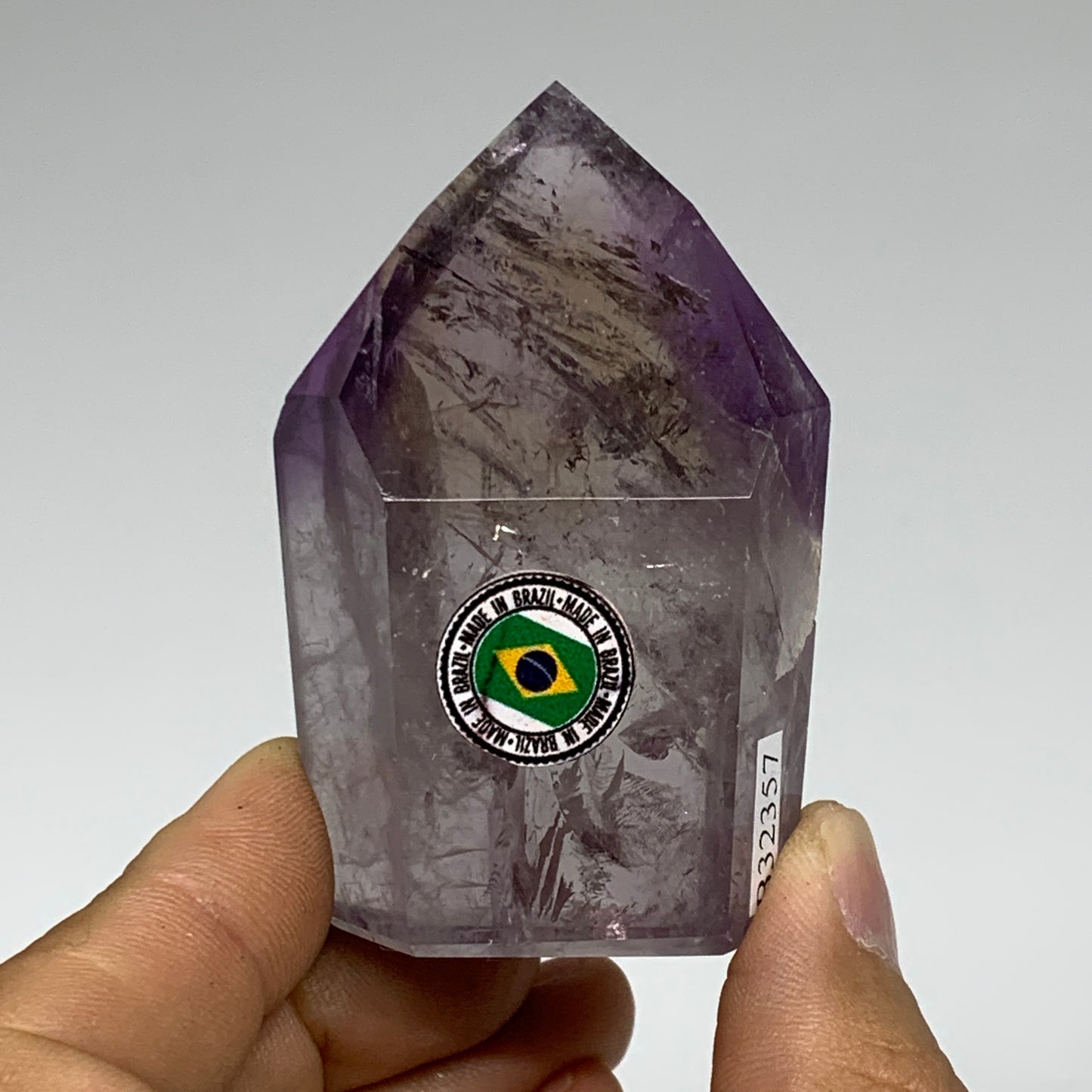 93.1g, 2.6"x1.6"x0.9", Natural Amethyst Tower Point Obelisk @Brazil, B32357